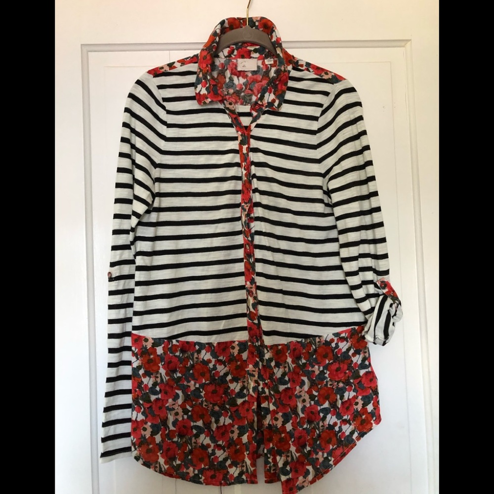 Postcard Floral & Striped Top